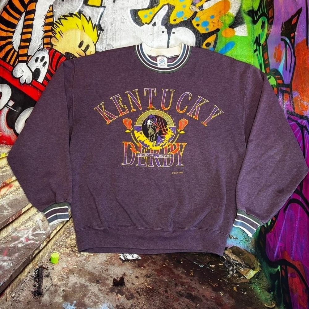 Vintage 1995 Kentucky Derby Crewneck – Jerzees Tag (Made in USA, Size L)